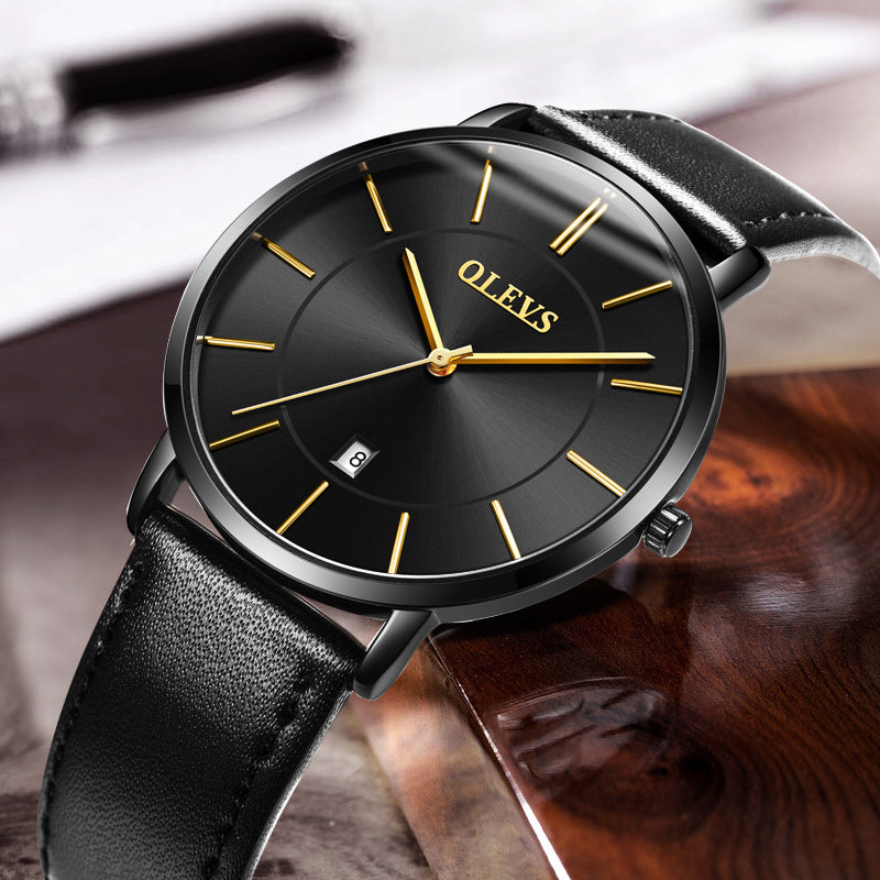 Luxury Men's Waterproof Watch - Fashion Casual Auto Date Quartz Wristwatch with Leather Sport Band - Maliame Store