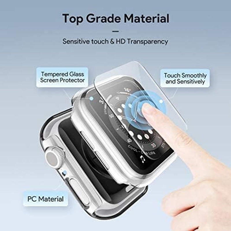 2 Pack  for Apple Watch Case 40Mm Series SE, 6, 5, 4 with Built-In Tempered Glass Screen Protector, Ultra-Thin All around Protective Glass Screen Cover for Iwatch 40Mm, Clear