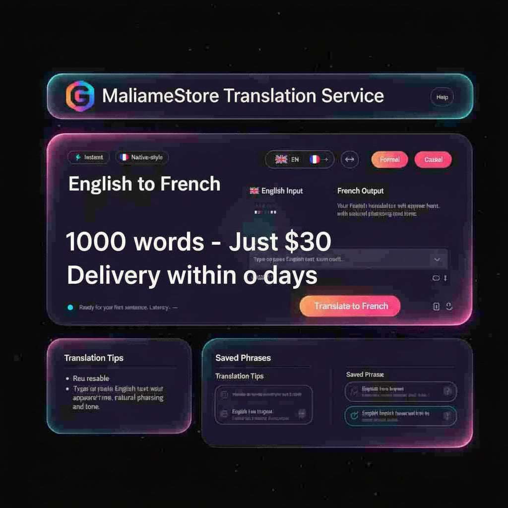 Translate 1000 words from English to French