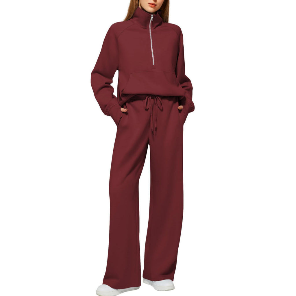 Women sporty two-piece outfit Long Sleeve Sweatshirt and Wide Leg Pants Set - Women Sporty Two-Piece Outfit - Maliame Store