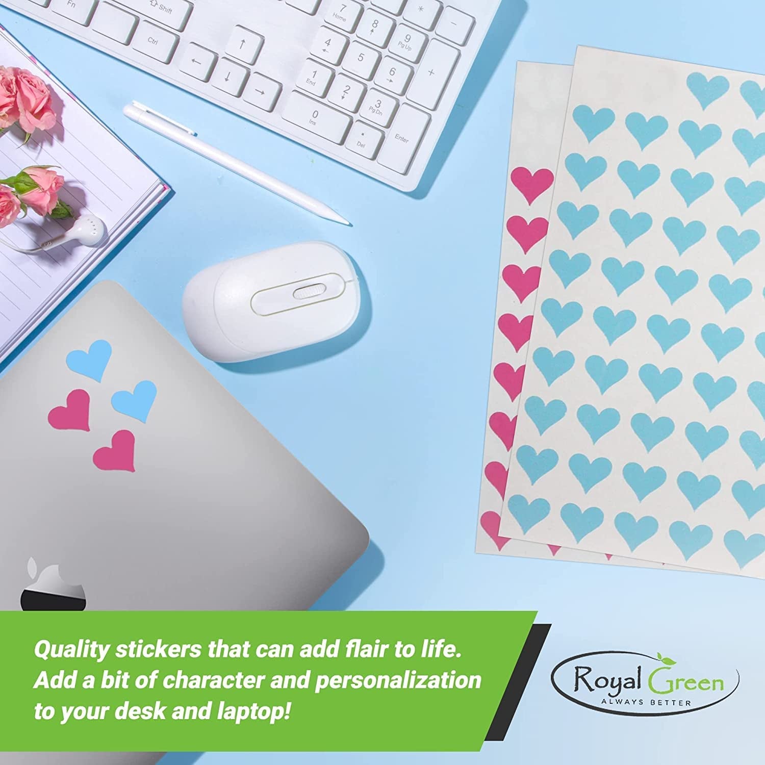 Small Heart Stickers - Scrapbooking Stickers, Packaging Stickers, Arts & Crafts Decorative Sticker Labels for Scrapbooks & More - 0.5 Inch, 350-Pack (Red)