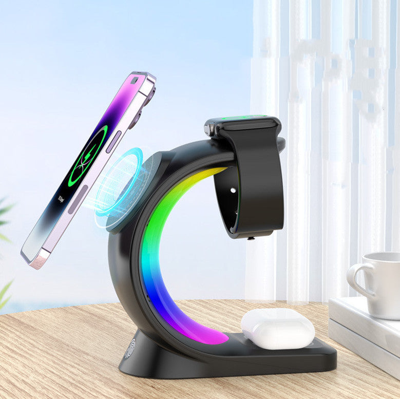 4 In 1 Wireless Charger - Fast Charging Station with Atmosphere Light for iPhone, AirPods Pro, and Apple Watch - Maliame Store