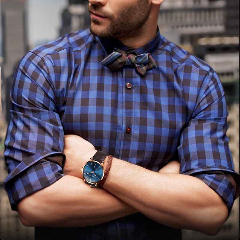 Luxury Men's Waterproof Watch - Fashion Casual Auto Date Quartz Wristwatch with Leather Sport Band - Maliame Store