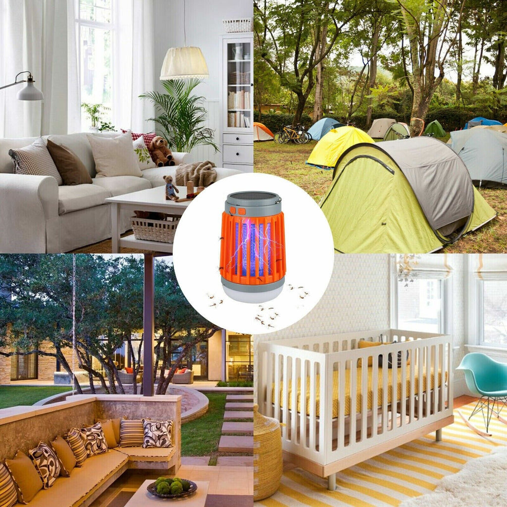 Lampe Anti-Moustiques Solaire & USB – Zappeur Électrique 3-en-1 IP67 | Camping & Outdoor