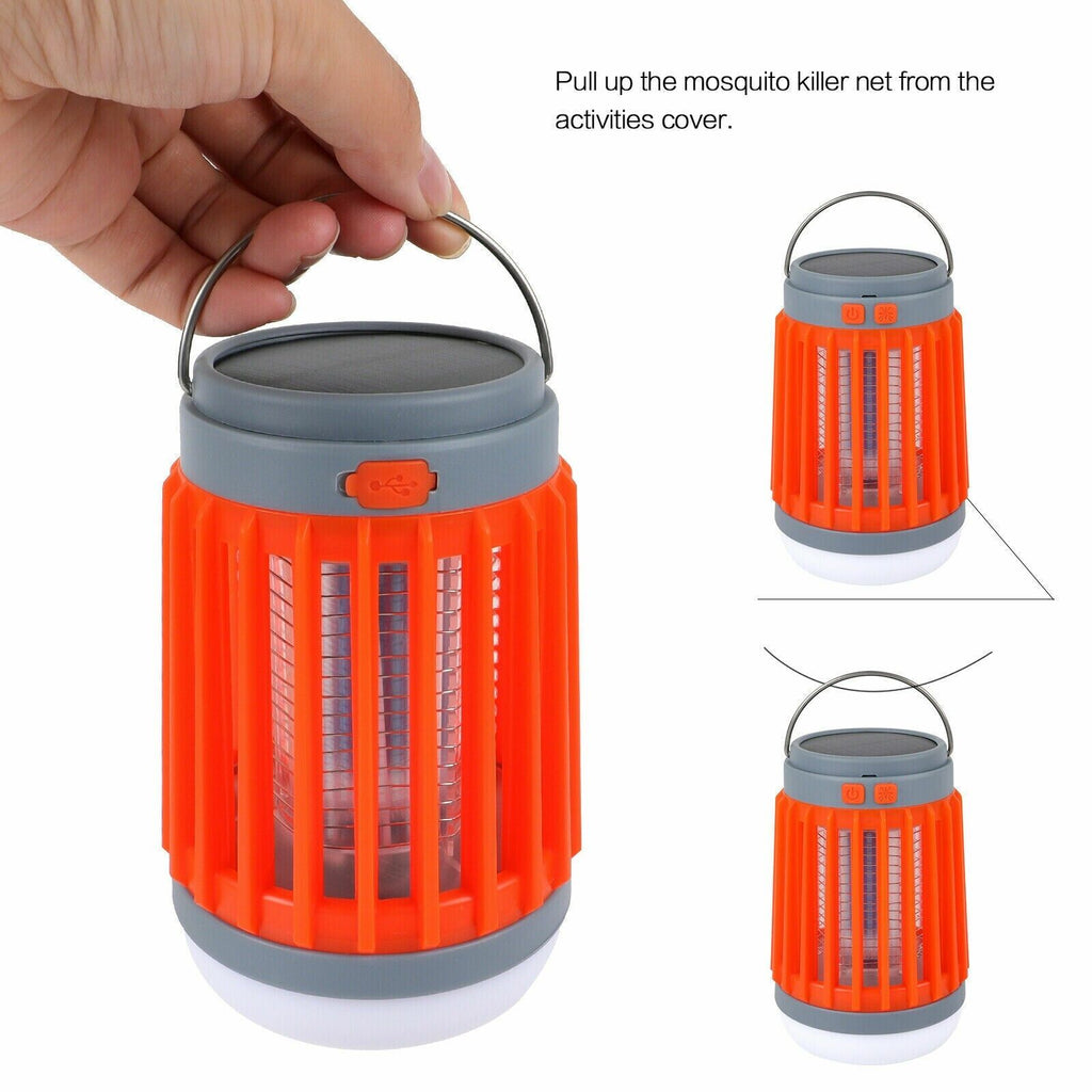 Lampe Anti-Moustiques Solaire & USB – Zappeur Électrique 3-en-1 IP67 | Camping & Outdoor