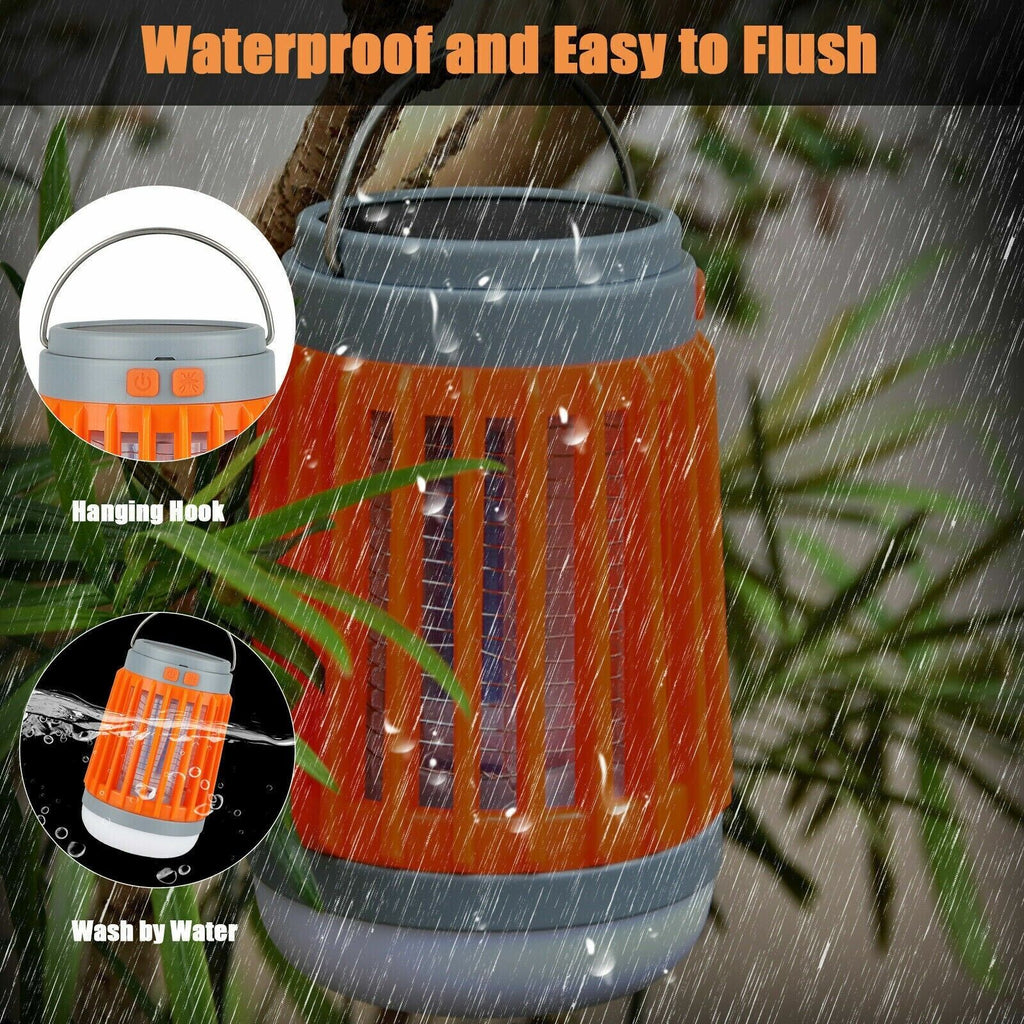 Lampe Anti-Moustiques Solaire & USB – Zappeur Électrique 3-en-1 IP67 | Camping & Outdoor