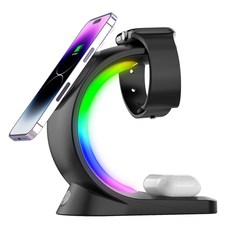 4 In 1 Wireless Charger - Fast Charging Station with Atmosphere Light for iPhone, AirPods Pro, and Apple Watch - Maliame Store