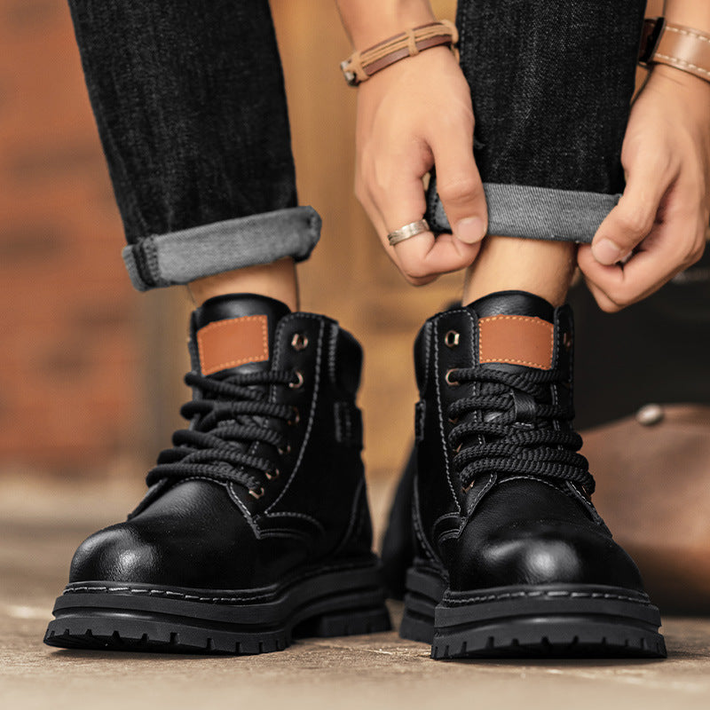 Martin boots autumn and winter retro high top men's workwear boots - Maliame Store