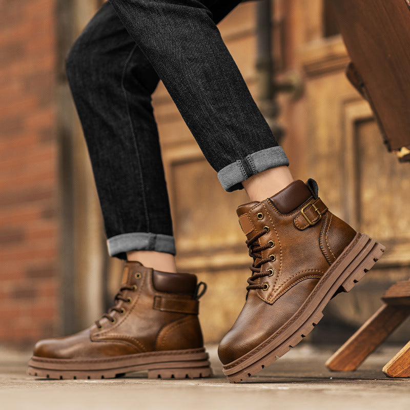 Martin boots autumn and winter retro high top men's workwear boots - Maliame Store
