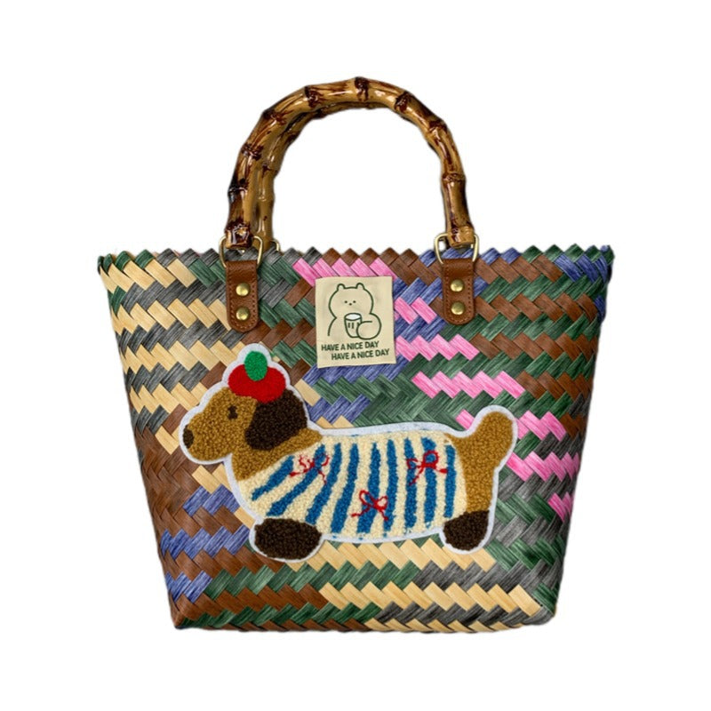 Large Capacity Rattan Handbag - Hand Woven Cabbage Basket for Office, Picnic, and Miscellaneous Carry Needs - Maliame Store
