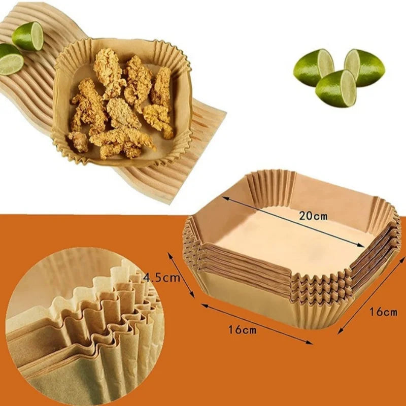 100pcs Disposable Square Mini Air Fryer Liners for 2-3 qt Air Fryer Non-Stick Oil-proof and Water-proof Parchment Paper Pads