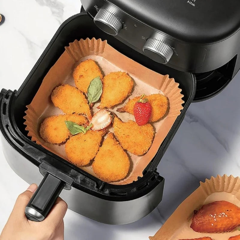 100pcs Disposable Square Mini Air Fryer Liners for 2-3 qt Air Fryer Non-Stick Oil-proof and Water-proof Parchment Paper Pads
