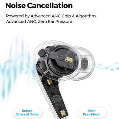 Auriculares inalámbricos SOUNDPEATS C30 de -52 dB con cancelación de ruido híbrida, Bluetooth 6.0, audio LDAC de alta resolución, 6 micrófonos ENC, carga rápida, IP54