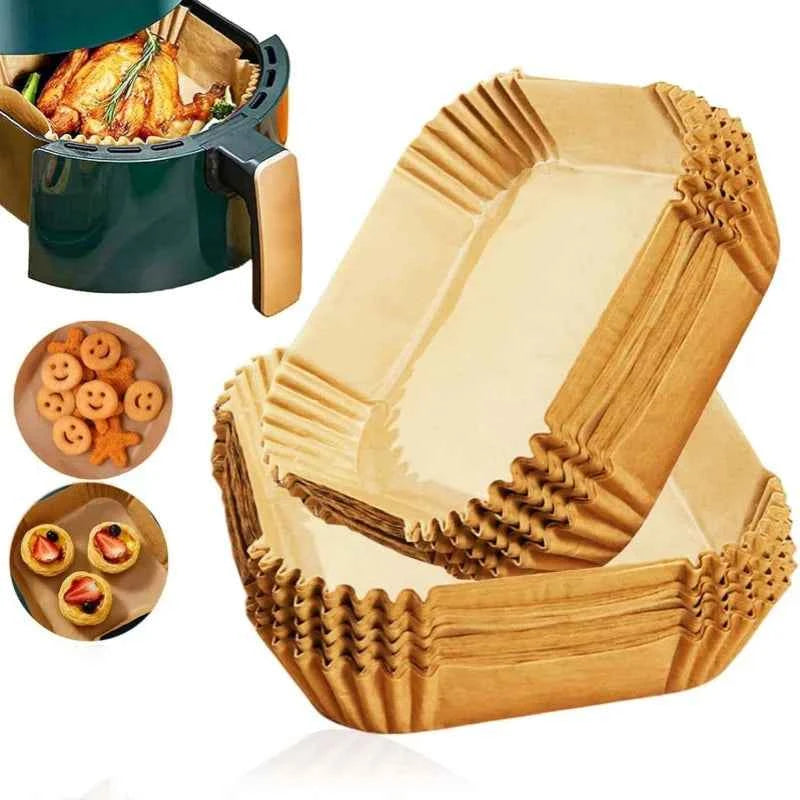 100pcs Disposable Square Mini Air Fryer Liners for 2-3 qt Air Fryer Non-Stick Oil-proof and Water-proof Parchment Paper Pads