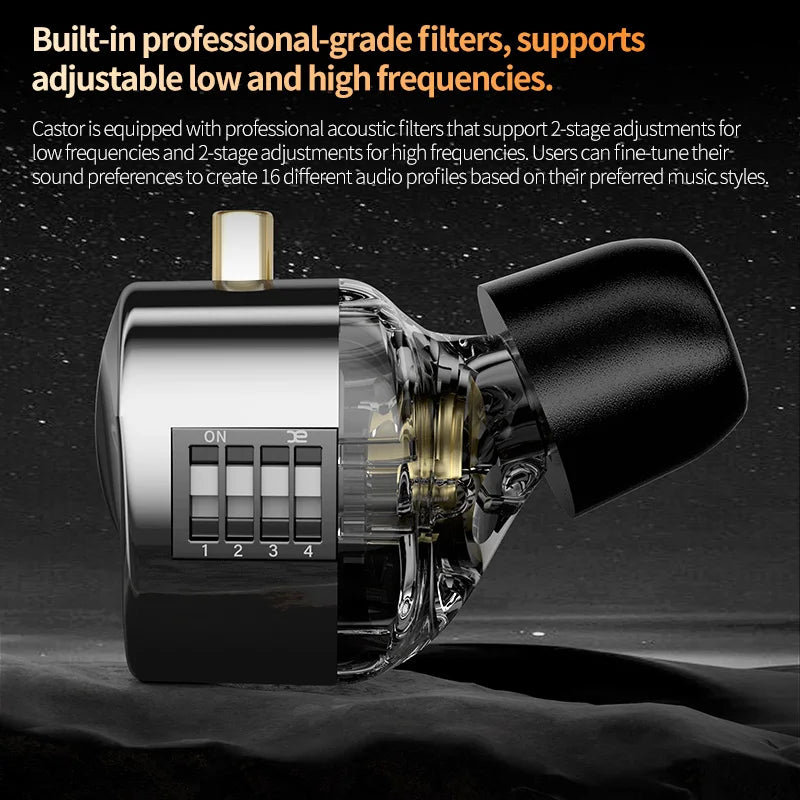 KZ Castor In Ear Wired Earphones HIFI Bass Tunable Balanced Armature Sport Headphones Monitor Metal Earbuds - Maliame Store