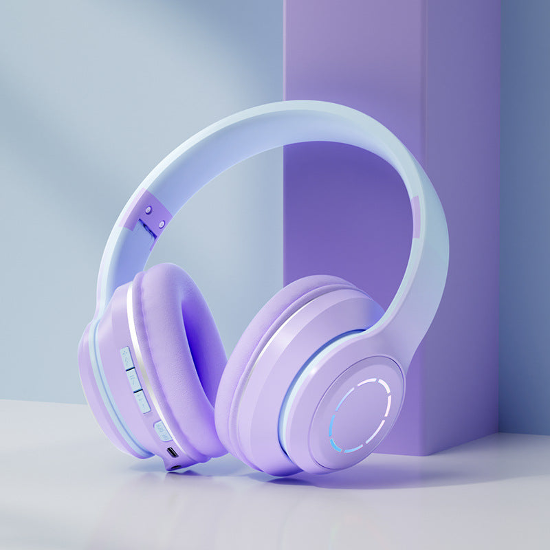 Gradient Bluetooth Earphones: Foldable Head Mounted Phone Earphones - Maliame Store