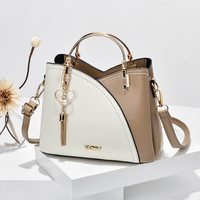 Trendy Korean Style Color Block Handbag - Large Capacity Women's Fashion Shoulder Crossbody Bucket Bag - Maliame Store