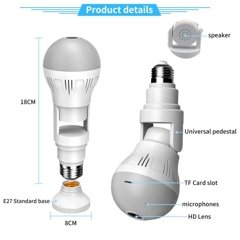 360° Panoramic Hidden Light Bulb Wifi Camera - Maliame Store
