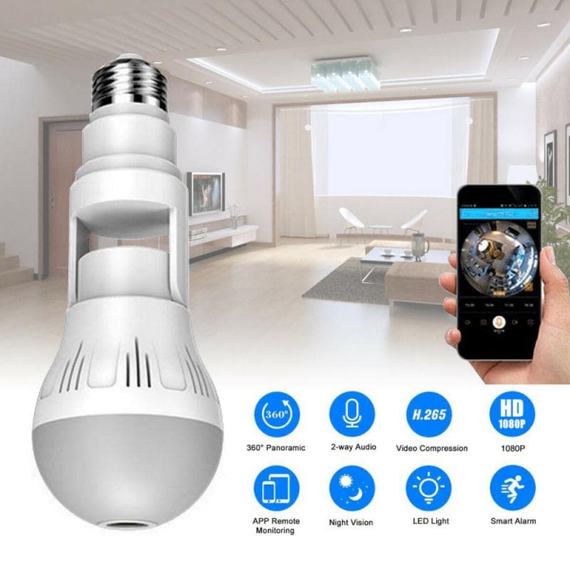 360° Panoramic Hidden Light Bulb Wifi Camera - Maliame Store