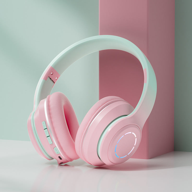 Gradient Bluetooth Earphones: Foldable Head Mounted Phone Earphones - Maliame Store