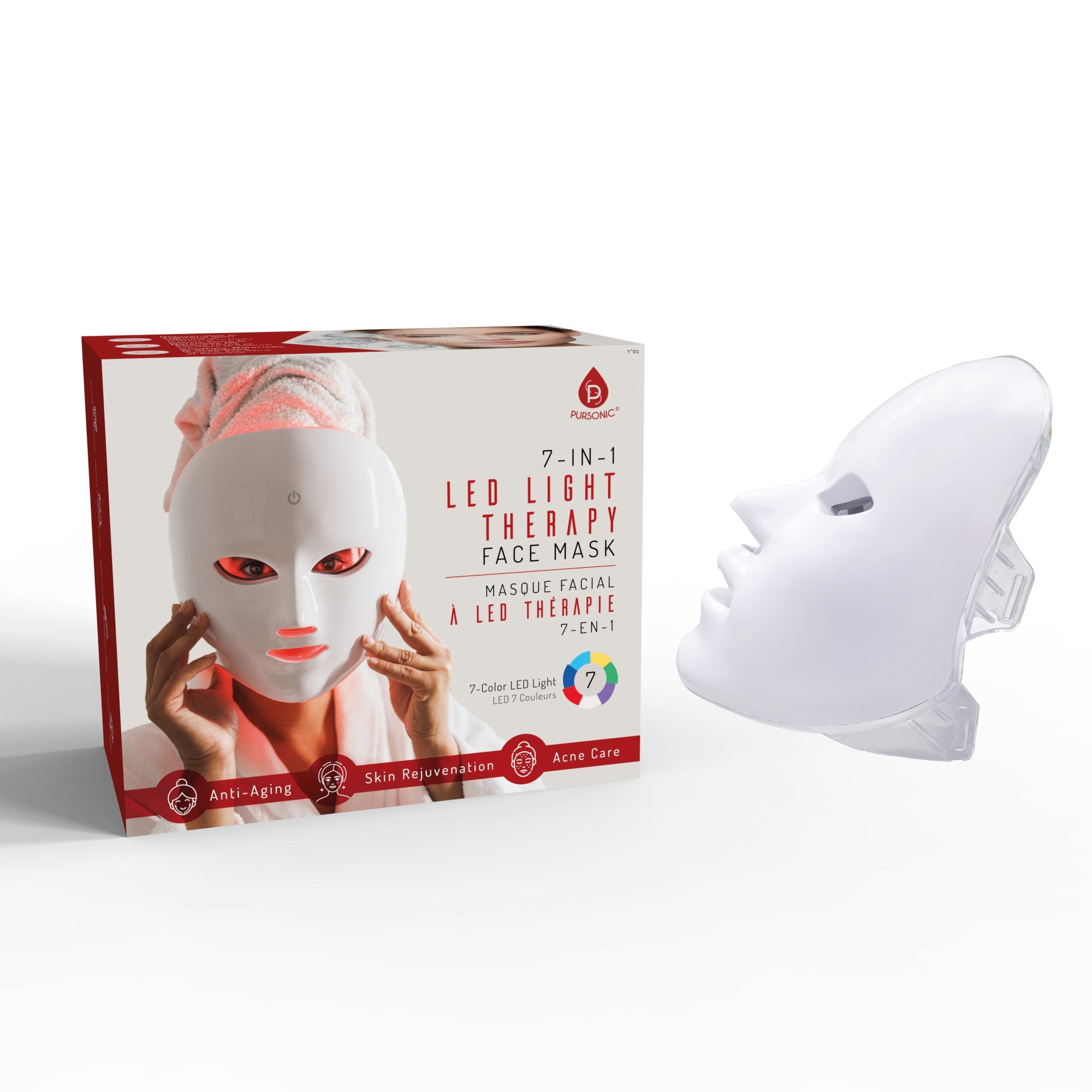 Masque LED Visage 7-en-1 – Photothérapie Anti-Âge, Anti-Acné & Éclat à Domicile