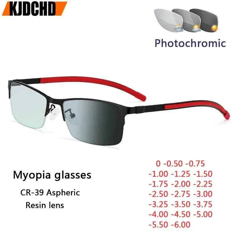 Titanium Alloy Photochromic Myopia Eyeglasses for Women & Men - All Prescriptions - Maliame Store