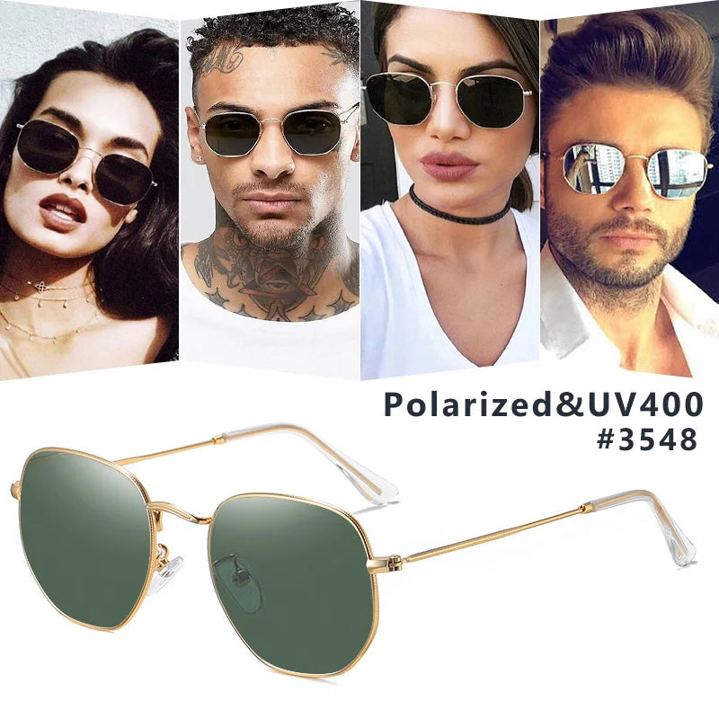 LIOUMO Classic Reflective Polarized Sunglasses Men Hexagon Retor Sun Glasses Women Stainless Steel Eyewear UV400 Gafas De Sol - Maliame Store