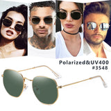 Gafas de sol polarizadas reflectantes para hombre y mujer, estilo hexagonal, retro, UV400, de acero inoxidable