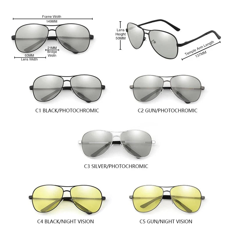 Photochromic Polarized Sunglasses for Men and Women - Classic Pilot Chameleon Fashion Eyewear for Fishing and Outdoor Activities - Maliame Store