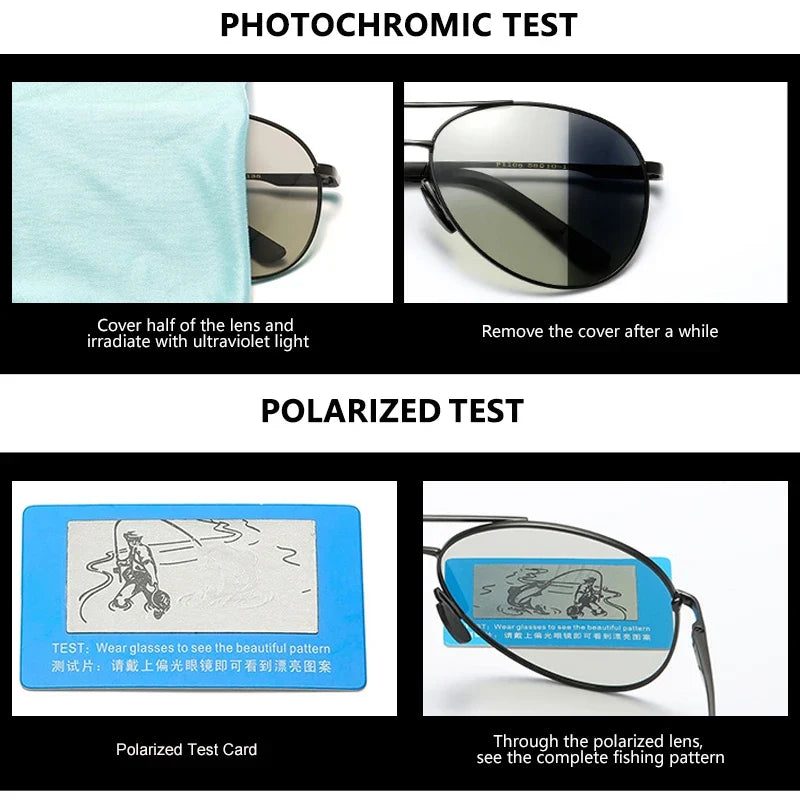 Photochromic Polarized Sunglasses for Men and Women - Classic Pilot Chameleon Fashion Eyewear for Fishing and Outdoor Activities - Maliame Store
