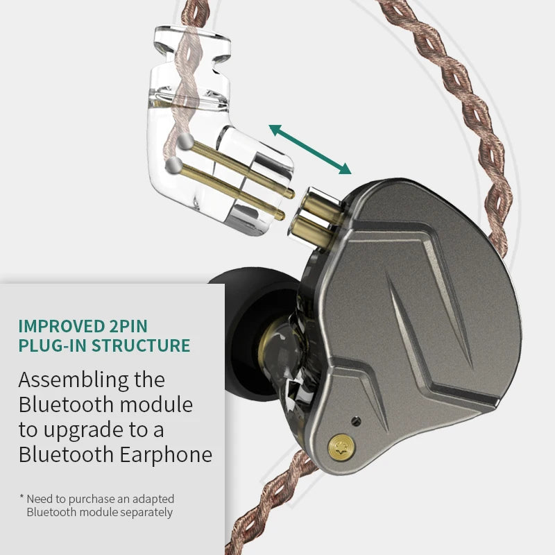 KZ ZSN Pro Metal Earphones 1BA+1DD Hybrid Technology HIFI Bass Earbuds In Ear Monitor Headphones Sport Noise Cancelling Headset - Maliame Store