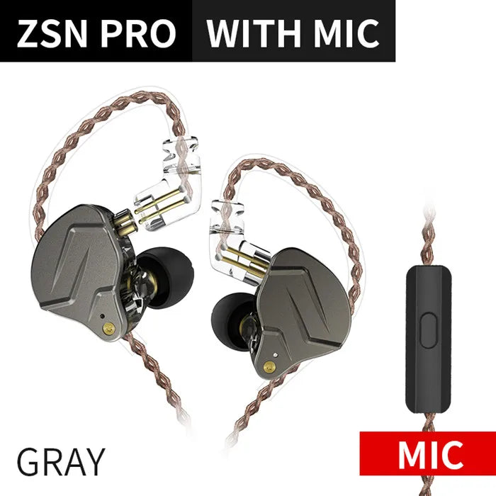 KZ ZSN Pro Metal Earphones 1BA+1DD Hybrid Technology HIFI Bass Earbuds In Ear Monitor Headphones Sport Noise Cancelling Headset - Maliame Store