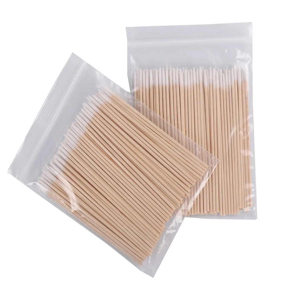 High Quality 1 Bag 100pcs Wooden Cotton Stick Swabs Buds For Cleaning The Ears Eyebrow Lips Eyeline Tattoo Makeup Cosmetics - Maliame Store