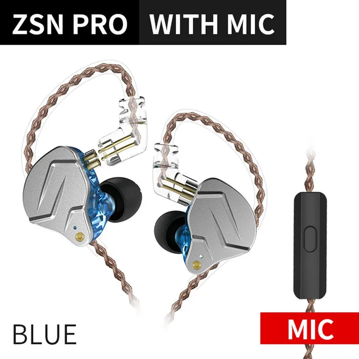 KZ ZSN Pro Metal Earphones 1BA+1DD Hybrid Technology HIFI Bass Earbuds In Ear Monitor Headphones Sport Noise Cancelling Headset - Maliame Store