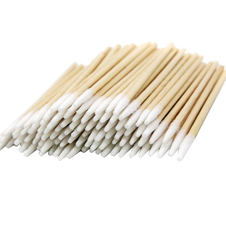 High Quality 1 Bag 100pcs Wooden Cotton Stick Swabs Buds For Cleaning The Ears Eyebrow Lips Eyeline Tattoo Makeup Cosmetics - Maliame Store
