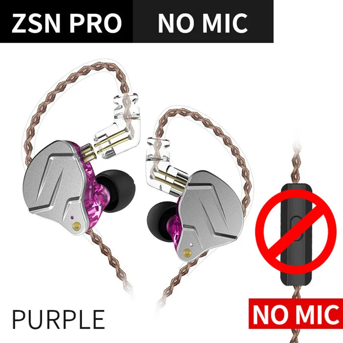 KZ ZSN Pro Metal Earphones 1BA+1DD Hybrid Technology HIFI Bass Earbuds In Ear Monitor Headphones Sport Noise Cancelling Headset - Maliame Store