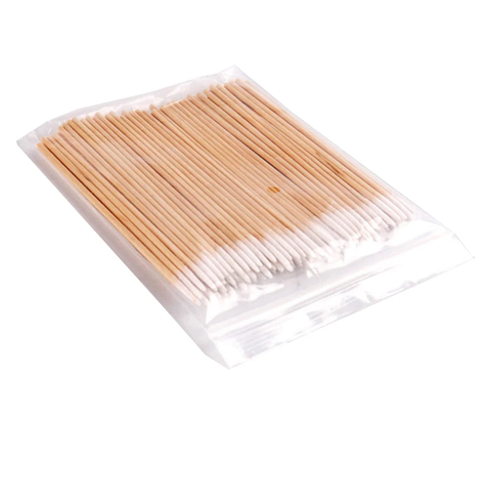 High Quality 1 Bag 100pcs Wooden Cotton Stick Swabs Buds For Cleaning The Ears Eyebrow Lips Eyeline Tattoo Makeup Cosmetics - Maliame Store