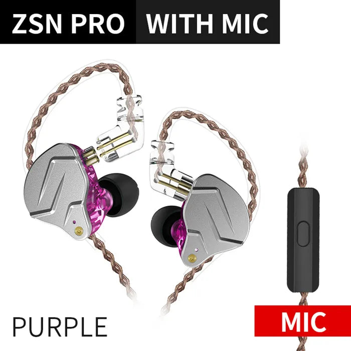 KZ ZSN Pro Metal Earphones 1BA+1DD Hybrid Technology HIFI Bass Earbuds In Ear Monitor Headphones Sport Noise Cancelling Headset - Maliame Store