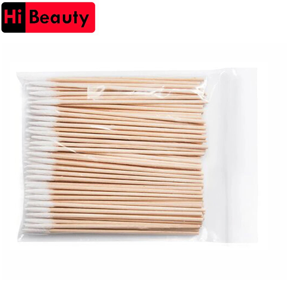 High Quality 1 Bag 100pcs Wooden Cotton Stick Swabs Buds For Cleaning The Ears Eyebrow Lips Eyeline Tattoo Makeup Cosmetics - Maliame Store