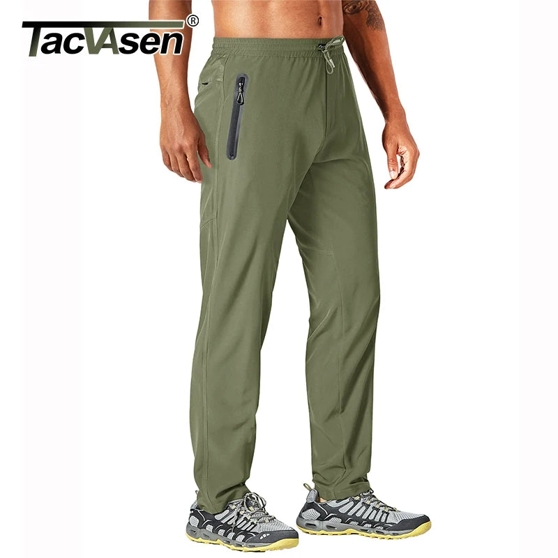 TACVASEN Outdoor Pants Men Quick Dry Straight Running Hiking Pants Elastic Lightweight Yoga Fitness Exercise Sweatpants Joggers - Maliame Store