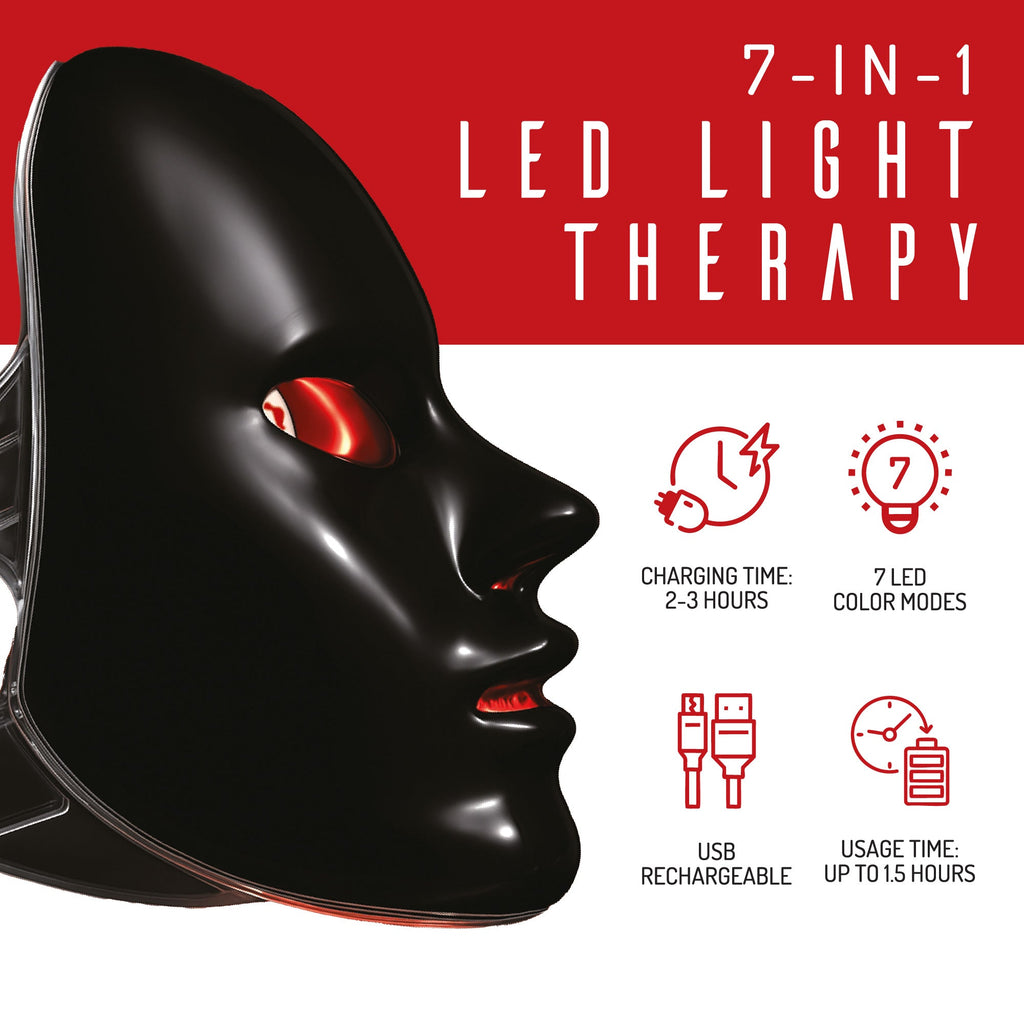Masque LED Visage 7-en-1 – Photothérapie Anti-Âge, Anti-Acné & Éclat à Domicile