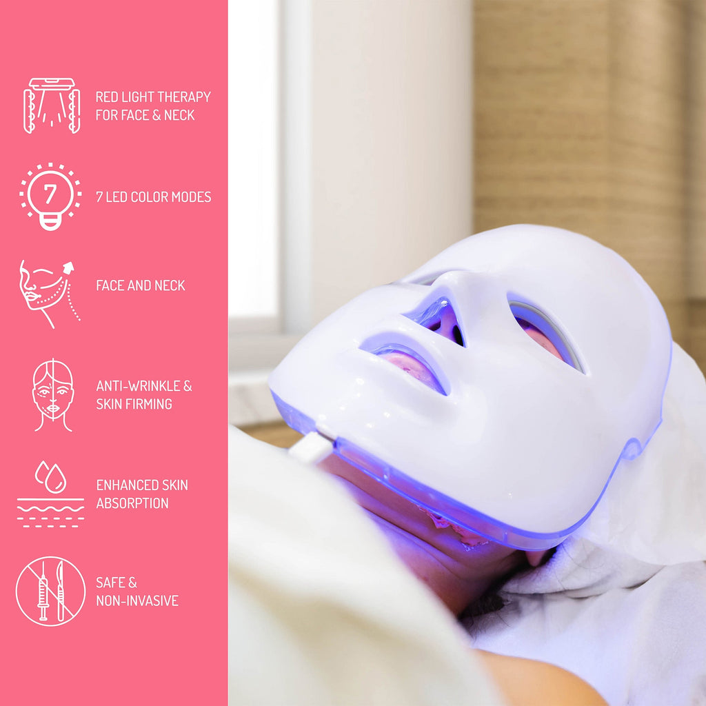 Masque LED Visage 7-en-1 – Photothérapie Anti-Âge, Anti-Acné & Éclat à Domicile