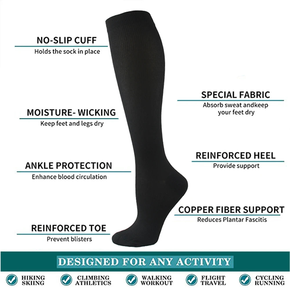 Varicose Veins Compression Socks Fit For Golf Rugby Running Hiking Sports For Anti Fatigue Driving Travel Flight Women Men Socks - Maliame Store