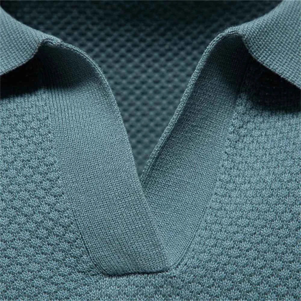 AIOPESON Men's Summer Breathable Polo Shirt Short Sleeve Solid Color Casual Polo Shirts for Men Lightweight Stretch Polo ﻿ - Maliame Store