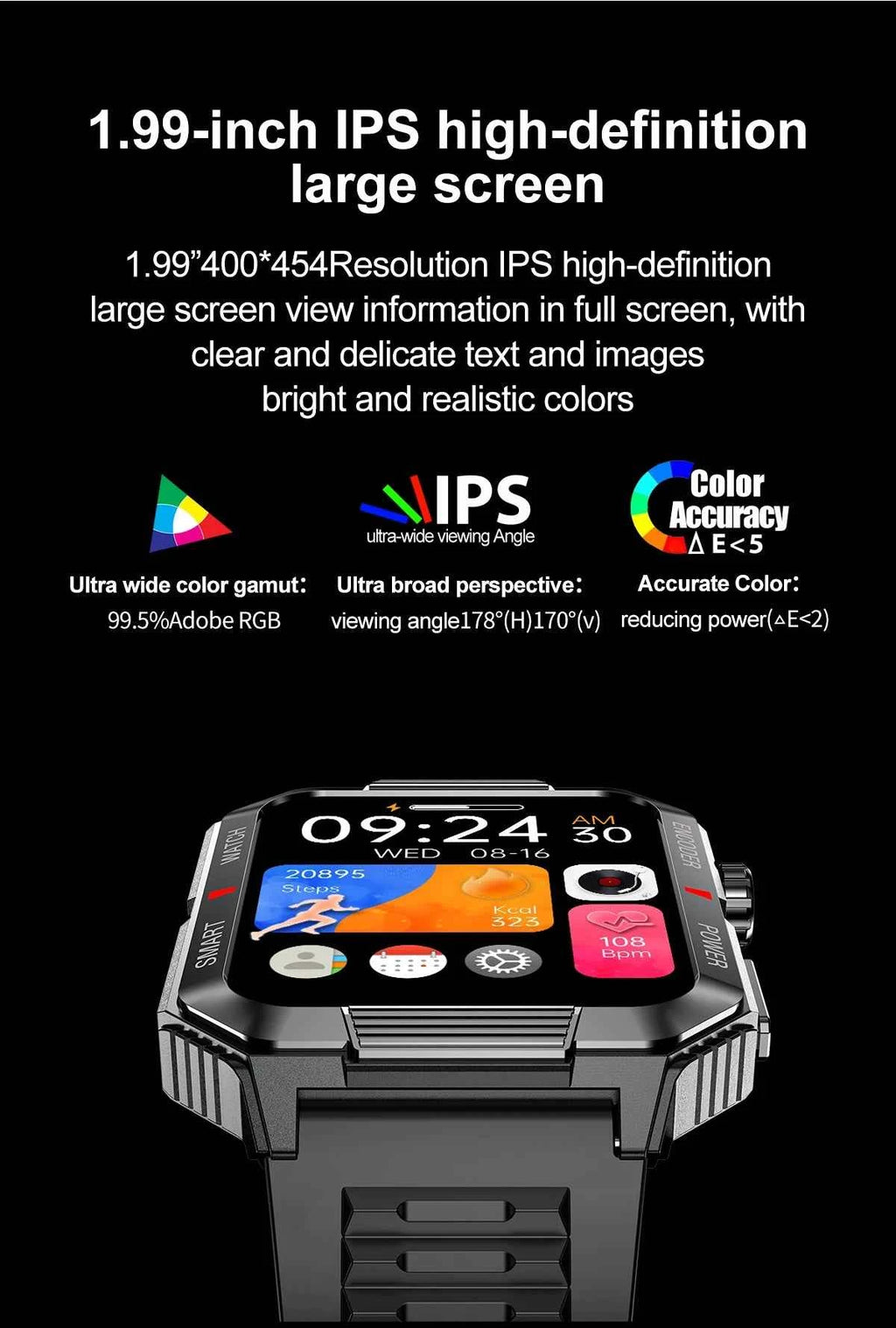 2025 new smart watch, 1.99-inch high-definition large screen, support Bluetooth calls, health monitoring, weather data