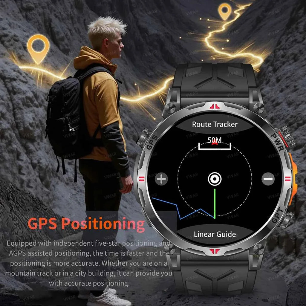 New T-Rex 3 Pro Military Smart Watch - Dual-Band GPS, 10ATM Water-Resistant, 560mAh Battery, Compass, Altimeter, AGPS for Men - Maliame Store
