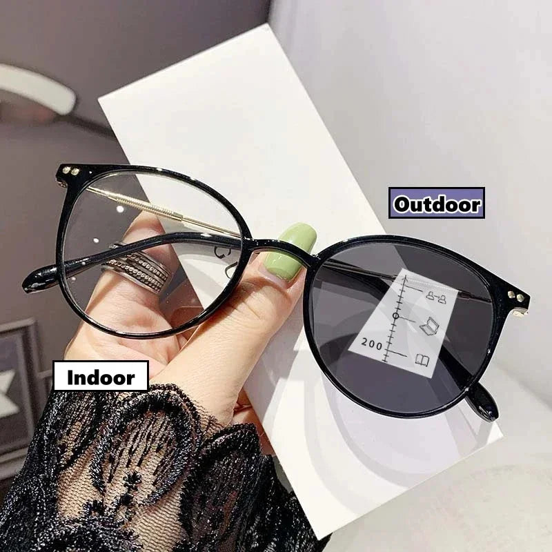 Finished Photochromic Presbyopia Sunglasses Fashion Outdoor Progressive Multifocal Eyeglasses Prescription Hyperopia Eyewear - Maliame Store