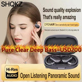Auriculares de conducción ósea Shokz OpenFit Air Bass: auriculares Bluetooth de oído abierto con sonido HiFi para control deportivo, TWS.