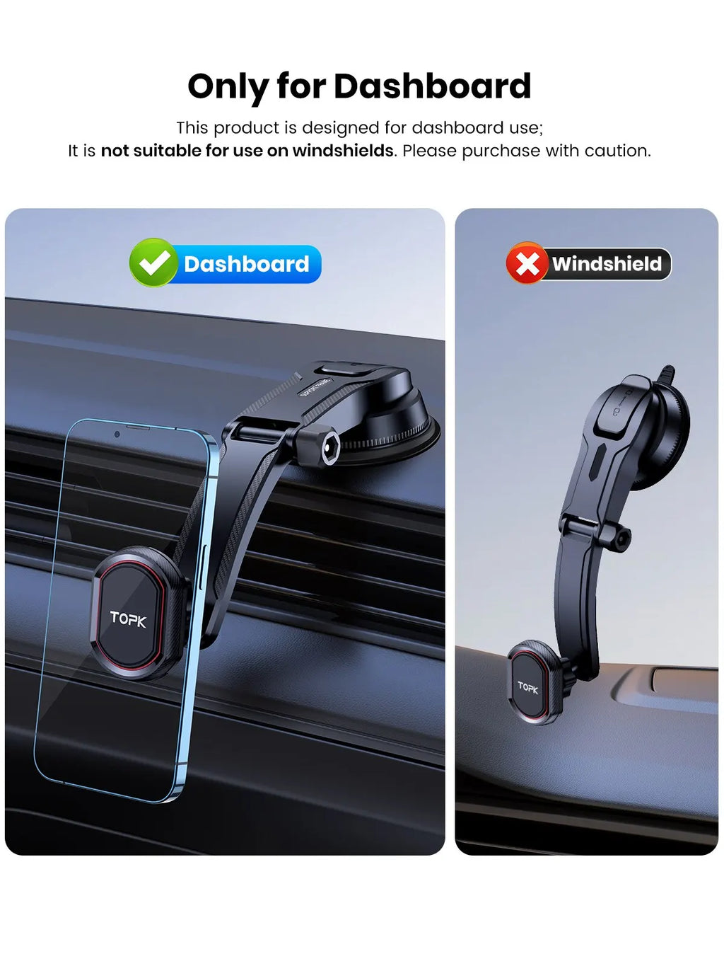 TOPK Car Phone Holder Gravity Stand for iPhone Xiaomi Samsung Car Mobile Support for Dashboard Windshield Air Vent Phone Mount - Maliame Store