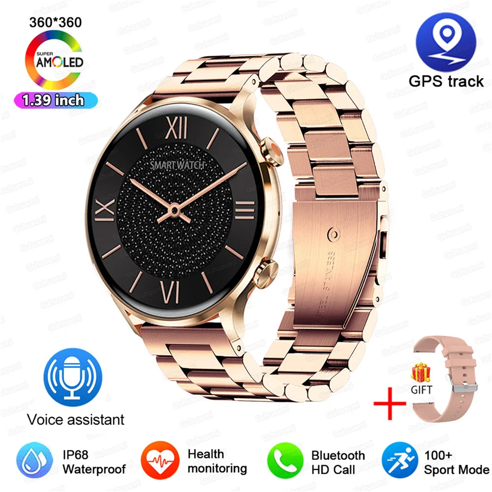 2025 New Smartwatch Women AMOLED HD Screen Always On Display Bluetooth Call IP68 Waterproof GPS Smart Men Watch For Android ios - Maliame Store